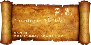 Preininger Máté névjegykártya
