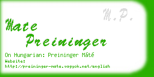 mate preininger business card